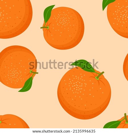 Oranges fruit seamless pattern. Vector background with cartoon citrus fruits. Flat illustration.