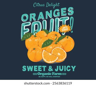 Oranges fruit set. Fresh lemon fruit print. Nature fruit club print design. Organic food artwork for for t-shirt. Organic farm poster design. Orange art. Summer food poster design.