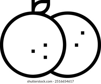 Orangen-Symbol. Dünnes lineares Design einzeln auf weißem Hintergrund