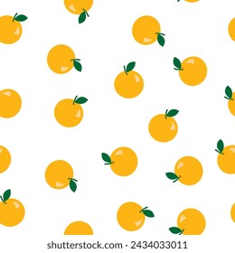 Oranges isolated on a white background. Seamless pattern. Flat style. Background for paper, cover, fabric, textile, dishes, interior decor. 