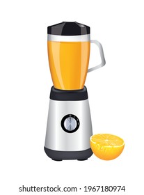 Oranges in kitchen blender isolated. vector illustration