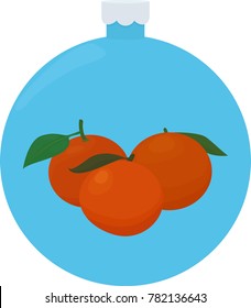 Oranges with leaves. cartoon whole oranges. Vector illustration.