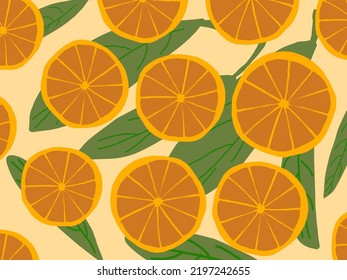 Oranges with the leaves illustrations, vector for phone case, logo, pillow case, fabric print, wallpaper, social media post, doodle, covers, book covers, wall decor, cards