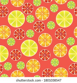 Oranges, lemons, limes bright summer pattern