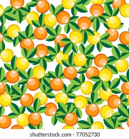oranges and lemons pattern, abstract seamless texture; vector art illustration