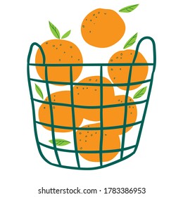 Oranges or mandarin in a mesh bag. Fresh berries in a reusable ECO bag from local grocery shop. Healthy food delivery