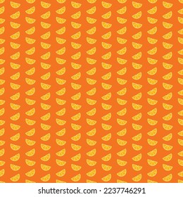 Oranges on dark orange background in seamless pattern.