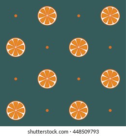 Oranges on the green background seamless pattern.Seamless pattern can be used for wallpaper, pattern fills, web page background,surface textures