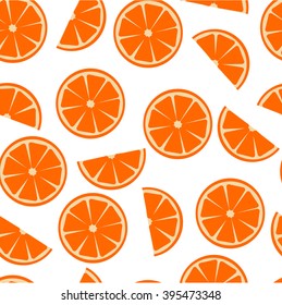 Oranges On White Background. Seamless Pattern.