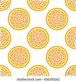 Oranges on white background  seamless pattern. Juicy fruit graphic design. Modern spring and summer stylish abstract illustration. Template for prints , textile, wrapping and decoration, wallpaper. 