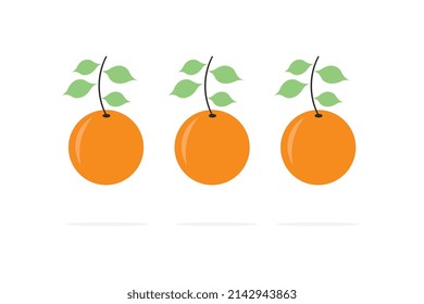 Oranges on a white background with shadow below, vector illustration, commercial use, cartoon style.