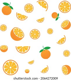 Oranges on white background. for wrapping. fruits for textures