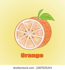  oranges on yellow background. vector illustration.