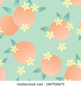 oranges with orange flowers and leaves, pattern