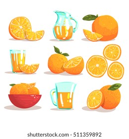 Oranges And Orange Juice Cool Style Bright Illustrations