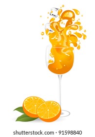 Oranges and orange juice splash