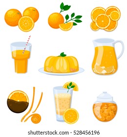 Oranges and orange products illustration