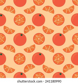 Oranges and orange slices seamless pattern.