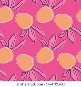 oranges orange vector seamless repeat pattern . Perfect for food illustration, background and textile design