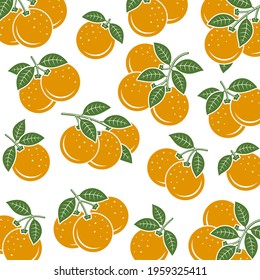Oranges pattern background set. Collection icons orange. Vector
