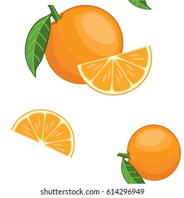 Oranges pattern. Vector seamless texture.