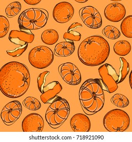 Oranges seamless pattern. Background for design of packaging, cover, textiles, wallpaper.