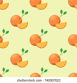 Oranges seamless pattern background illustration natural citrus fruit vector juicy tropical dessert beauty organic juice healthy food.