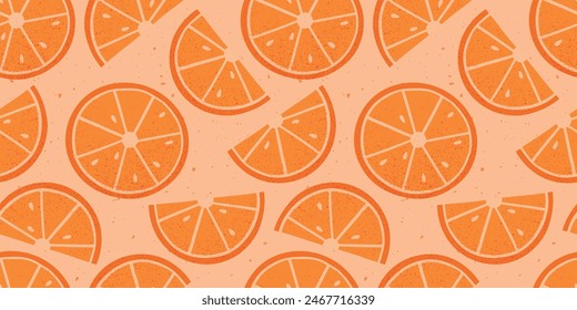 Oranges seamless pattern for fabric, drawing labels, wallpaper, fruit background. Slices of oranges background. Fresh tropical seamless pattern