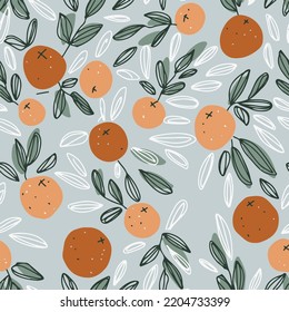 Oranges seamless pattern for fabric, printing, stickers, background, wallpaper, covers, cookbook, menu, postcards, etc