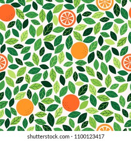 Oranges Seamless Pattern. Flat Design Style.
