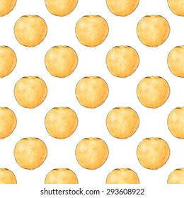 Oranges. Seamless pattern with fruits. Hand-drawn background. Vector illustration. Real watercolor drawing.