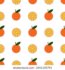 Oranges seamless pattern. Tropical fruits texture wallpaper. Retro vintage summer texture for clothes fabric design isolated.