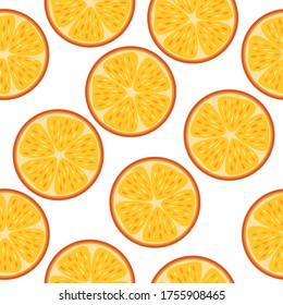 oranges seamless pattern in vector flat style, bright juicy fruit background
