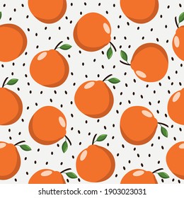 Oranges seamless pattern. Vector illustration of doodle fruits
