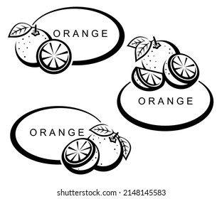 Oranges set. Collection icons orange. Vector