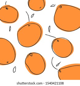 Oranges sketch pattern. Vector illustration
