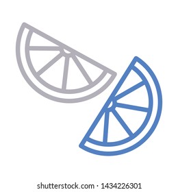 oranges slice color line vector icon