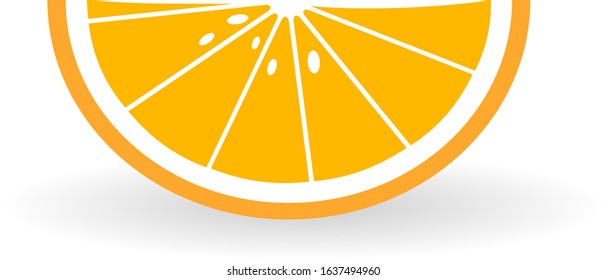 Oranges slice icon with shadow. Vector fruit illustration with flat design.