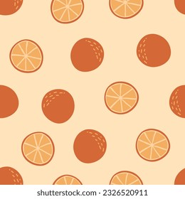 Oranges and Slices Pattern Vector Illustration.