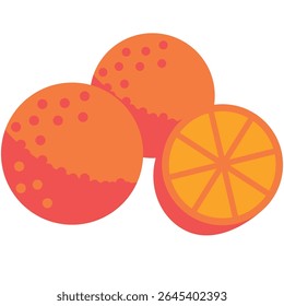 oranges vector ripe fruits icon isolated on white