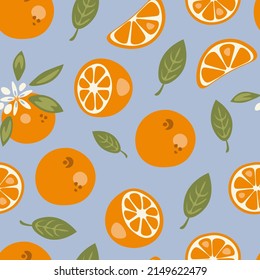 Oranges vector seamless pattern. Use for Website design, Invitations, Crafts for Birthdays and parties, DIY Projects, Handmade (decoupage, scrapbooking), Wrapping paper, Textile and fabric, etc