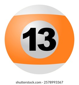 Orange-Striped Billiard Ball No. 13