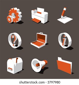 orange-white 3D icon set 02