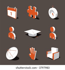 orange-white 3D icon set 05