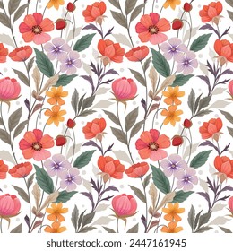 Orange-yellow flowers and leaf seamless pattern design for fabric fashion print textile wallpaper gift wrapping paper