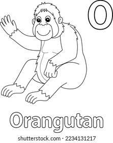 Orangutan Alphabet ABC Isolated Coloring Page O