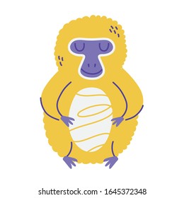 orangutan animal cartoon doodle color vector illustration