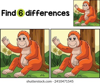 Orangutan Animal Find The Differences 