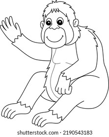 Orangutan Animal Isolated Coloring Page Kids Stock Vector (Royalty Free ...