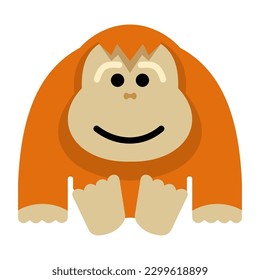 Orangutan animal vector flat icon. Isolated Orangutan emoji illustration